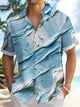 Alohadaddy® Vintage Art Oil Painting Abstract Ice Cream Mens Button Pocket Shirt