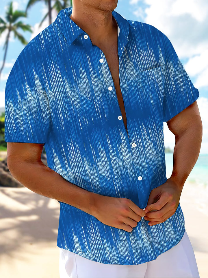 Alohadaddy® Retro Line Geometric Gradient Abstract Button Pocket Shirt