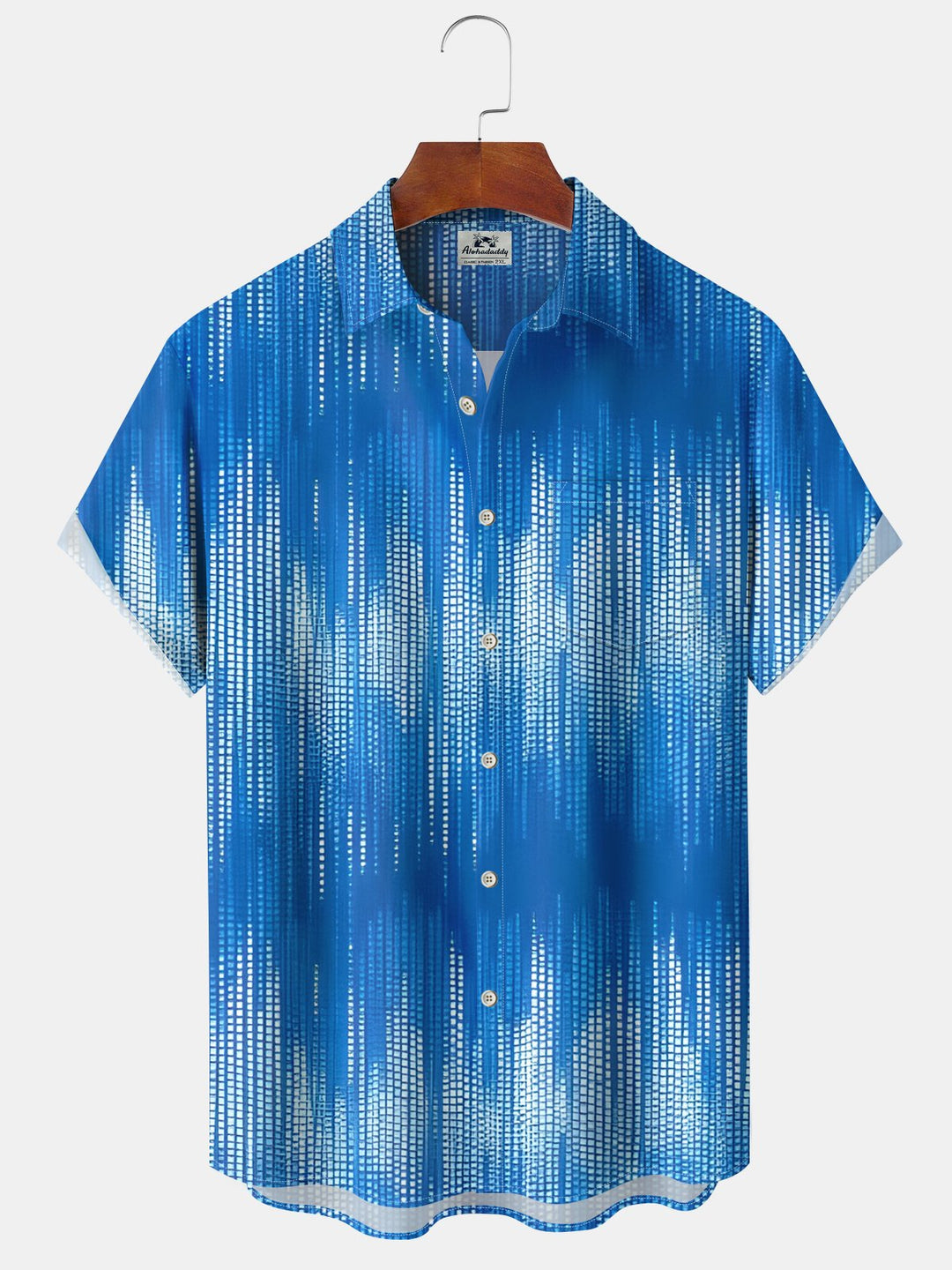 Alohadaddy® Retro Line Geometric Gradient Abstract Button Pocket Shirt
