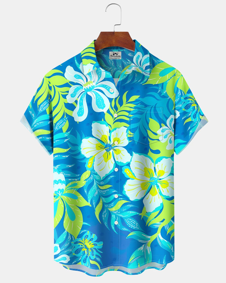 Alohadaddy® Hawaiian Floral Tropical Print Short-Sleeve Shirt