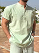 Alohadaddy® Basic Solid Stand Collar Button Henley Cotton Shirt