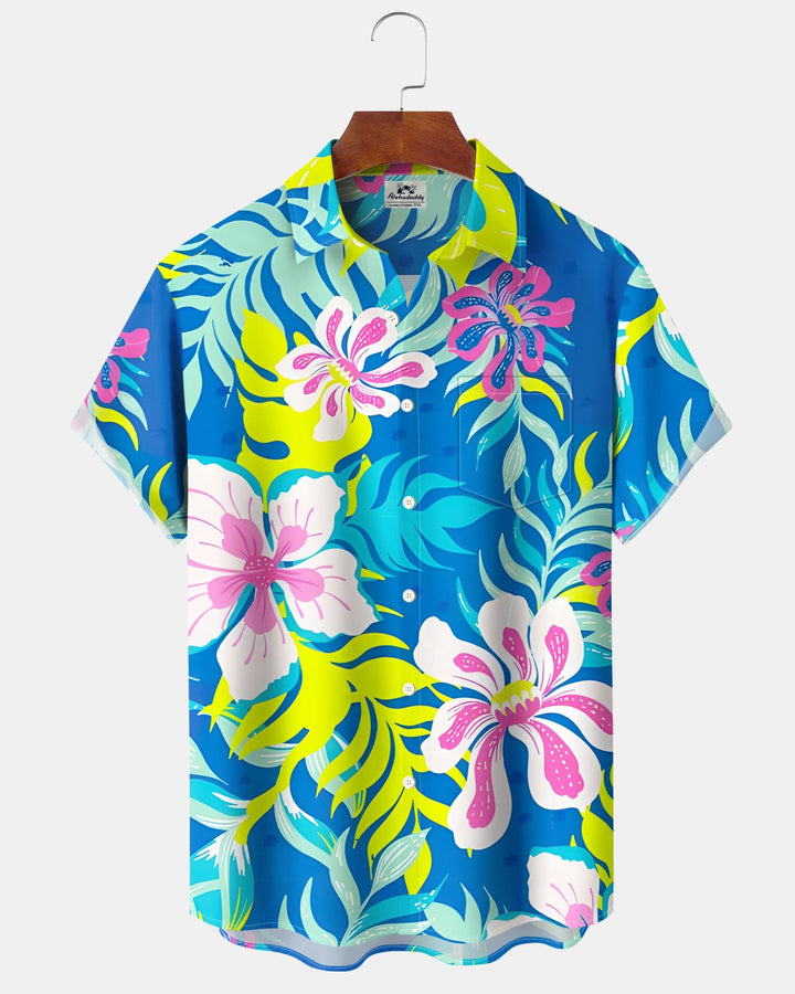 Alohadaddy® Hawaiian Floral Tropical Print Short-Sleeve Shirt