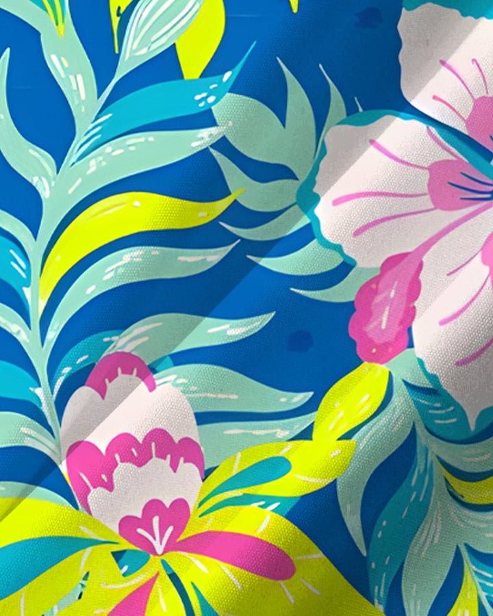 Alohadaddy® Hawaiian Floral Tropical Print Short-Sleeve Shirt