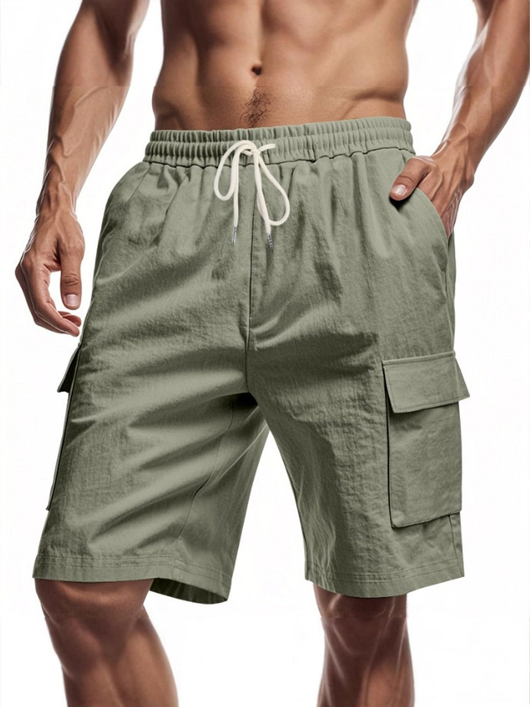 Alohadaddy® Basic Solid Double Pocket Oversized Pocket Cotton Shorts