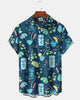 Alohadaddy® Hawaiian Tiki Print Coconut Tree Cocktail Short-Sleeve Shirt