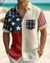 Alohadaddy® American Flag Geometric Holiday Independence Day Print Short-Sleeve Shirt