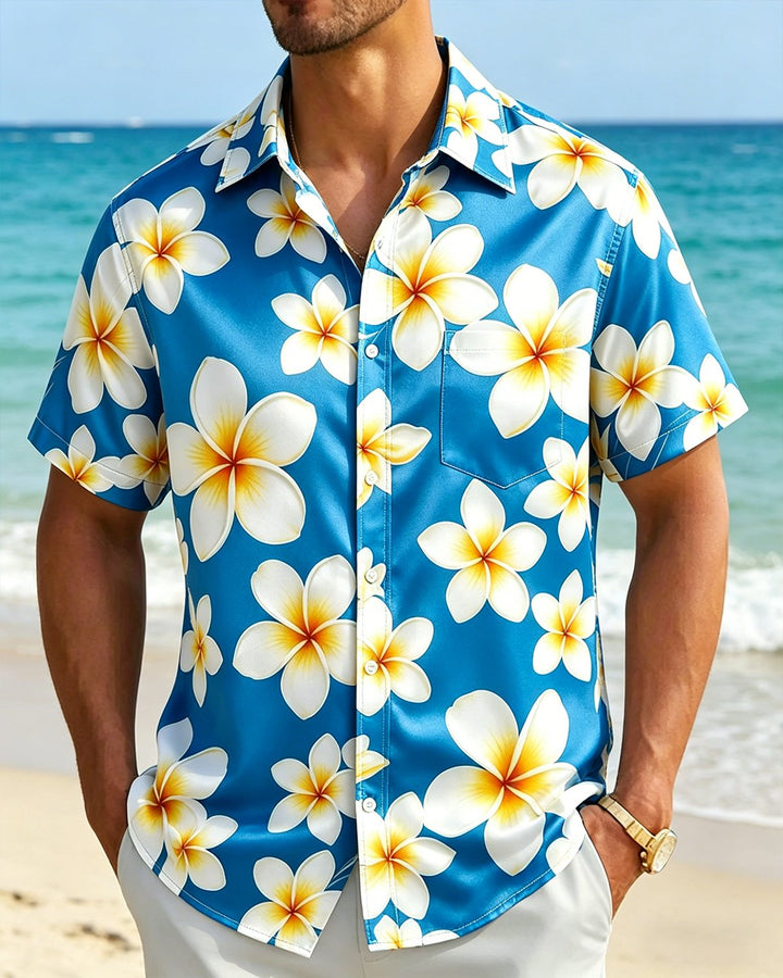 Alohadaddy® Hawaiian Floral Hibiscus Button-Down Short Sleeve Shirt