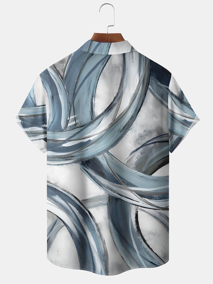 Alohadaddy® Vintage Textured Geometric Short Sleeve Pocket Shirt