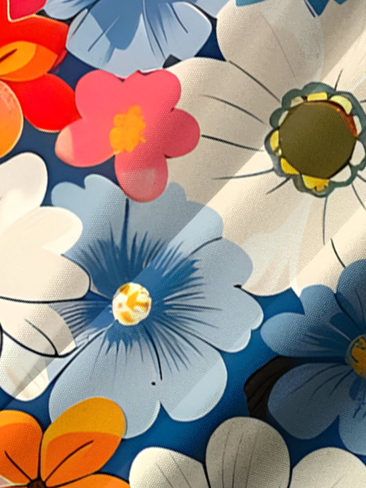 Alohadaddy® Hawaiian 70s Vintage Floral Tropical Button Pocket Shirt