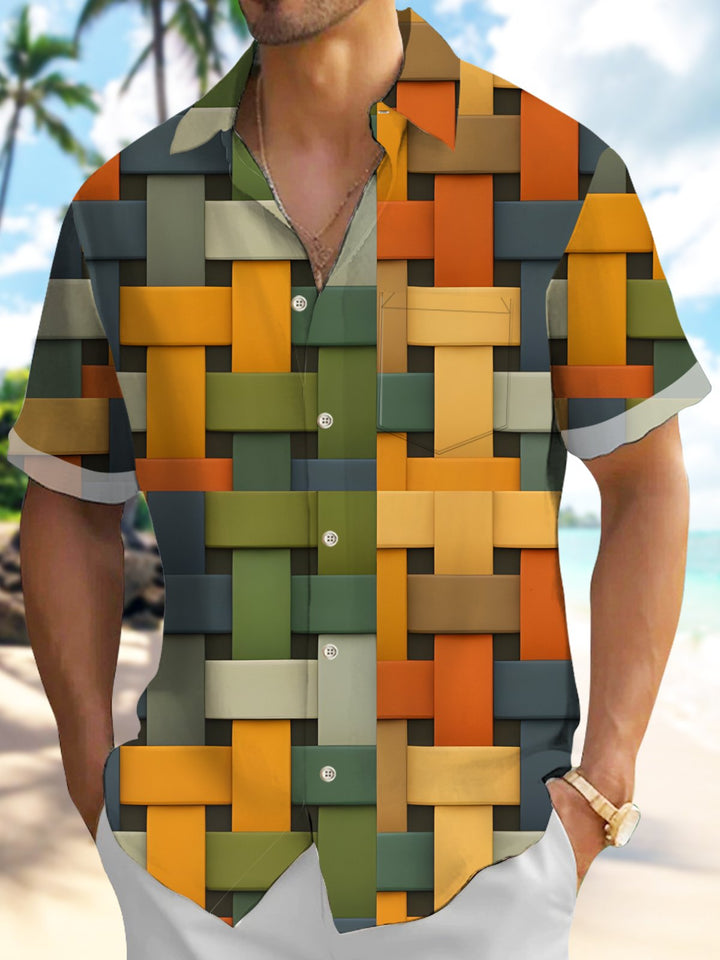 Alohadaddy® Vintage Abstract Geometric 3D Pocket Shirt