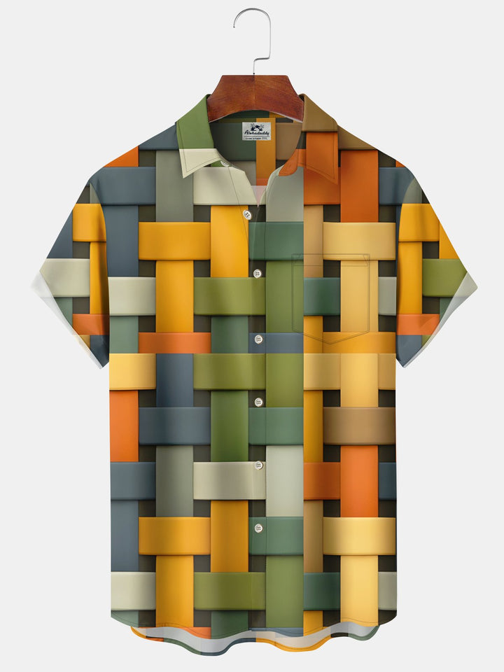 Alohadaddy® Vintage Abstract Geometric 3D Pocket Shirt
