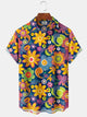Alohadaddy® 1970s Retro Music Hippie Psychedelic Flower Pocket Shirt