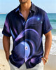 Alohadaddy® Vintage Art Geometric Gradient Print Short-Sleeve Shirt