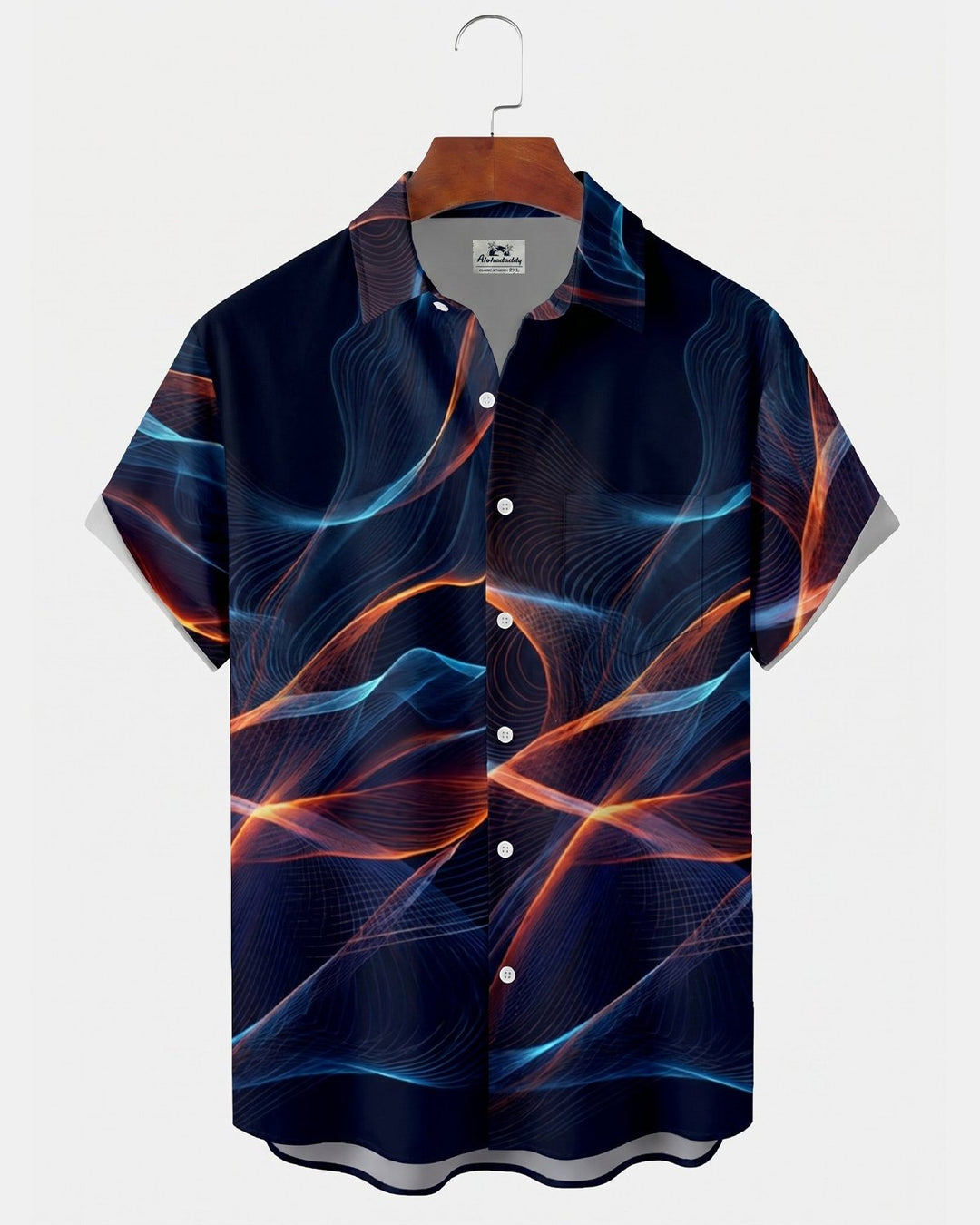 Alohadaddy® Retro Geometric Line Gradient 3D-Printed Short-Sleeve Shirt