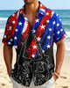 Alohadaddy® American Flag Independence Day Retro Print Short-Sleeve Shirt