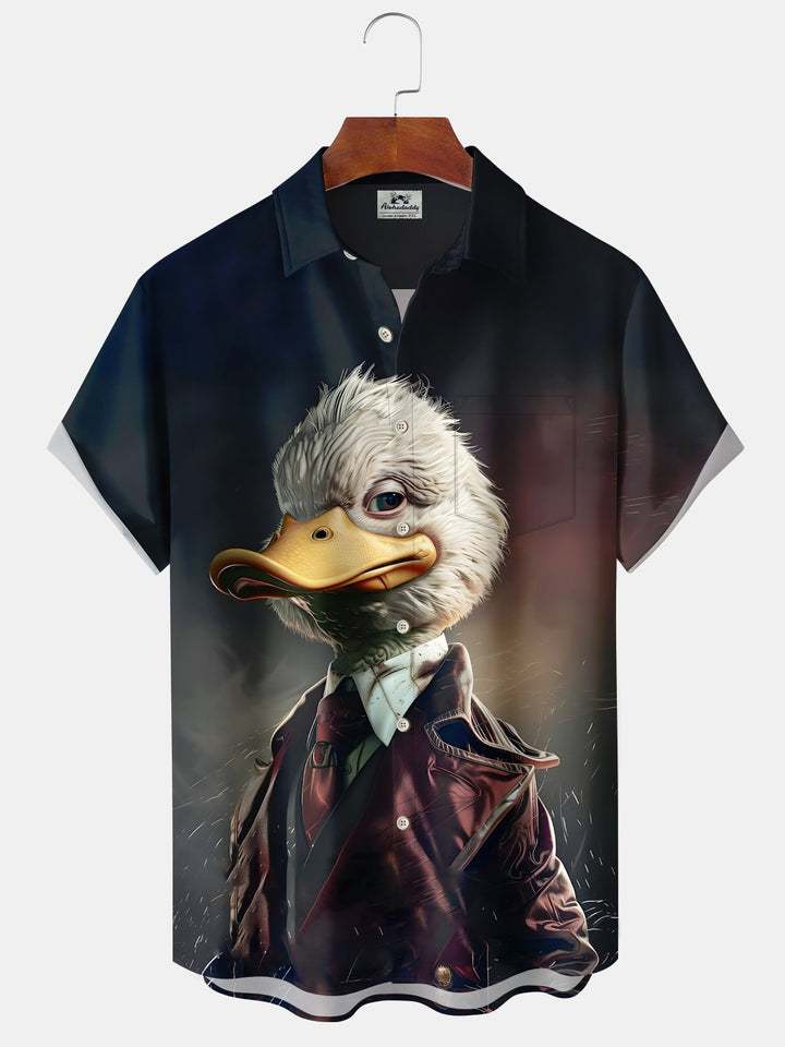 Alohadaddy® 1970s Retro Animated Cartoon Duck Pocket Shirt