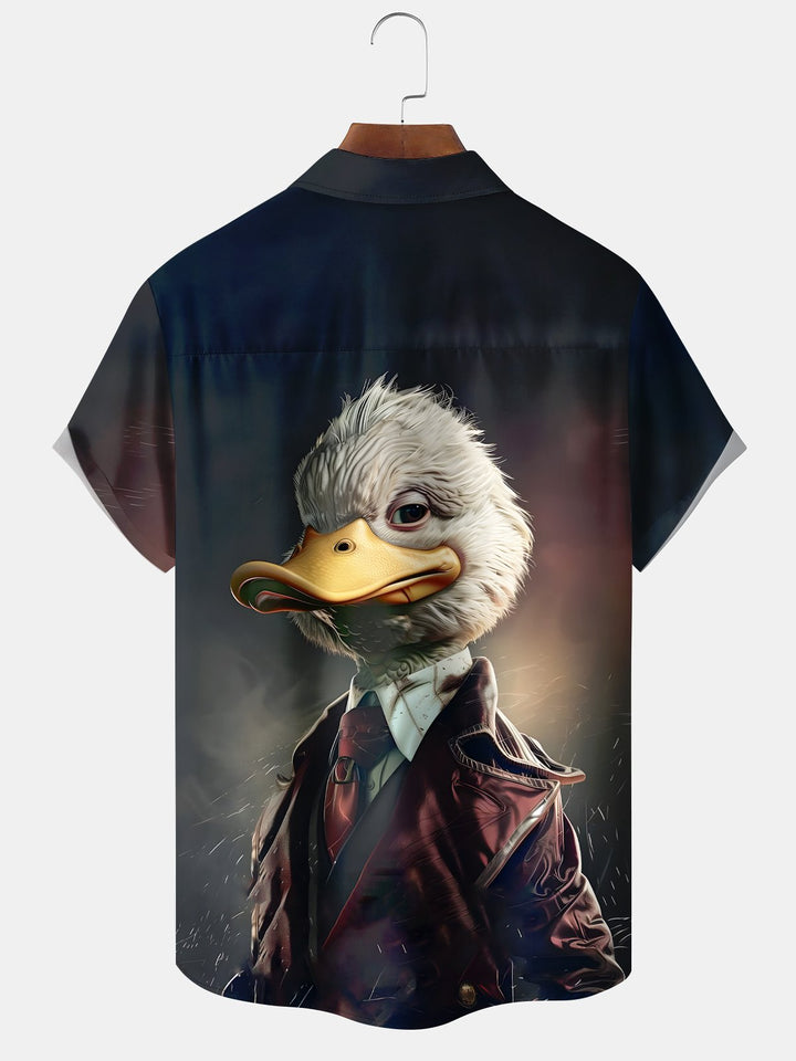 Alohadaddy® 1970s Retro Animated Cartoon Duck Pocket Shirt