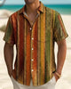 Alohadaddy® Men's Vintage Abstract Geometric Washed Stripes Print Retro Short-Sleeve Shirt
