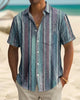 Alohadaddy® Men's Vintage Abstract Geometric Washed Stripes Print Retro Short-Sleeve Shirt