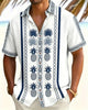Alohadaddy® Men's Tropic Tropical Pineapple Totem Island Resort Aesthetic Print Retro Button Down Short-Sleeve Shirt