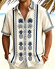 Alohadaddy® Men's Tropic Tropical Pineapple Totem Island Resort Aesthetic Print Retro Button Down Short-Sleeve Shirt