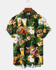 Alohadaddy® Men's Hawaiian Tropical Floral Sausage BBQ Short-Sleeve Shirt