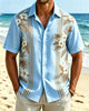 Alohadaddy® Men's Hawaiian Tropical Hibiscus Floral Panel Print Button-Down Pocket Short-Sleeve Shirt
