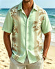 Alohadaddy® Men's Hawaiian Tropical Hibiscus Floral Panel Print Button-Down Pocket Short-Sleeve Shirt