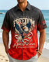 Alohadaddy® Holiday USA 250th Years Freedom Semiquincentennial Print Retro Button Down Short-Sleeve Shirt