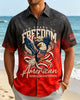 Alohadaddy® Holiday USA 250th Years Freedom Semiquincentennial Print Retro Button Down Short-Sleeve Shirt