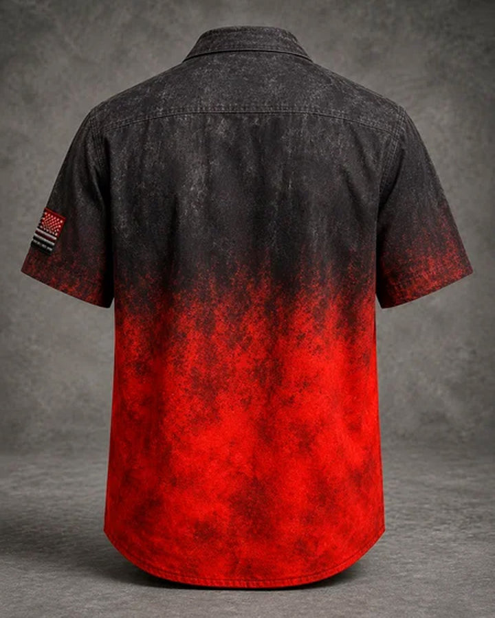 Alohadaddy® Holiday USA 250th Years Freedom Semiquincentennial Print Retro Button Down Short-Sleeve Shirt
