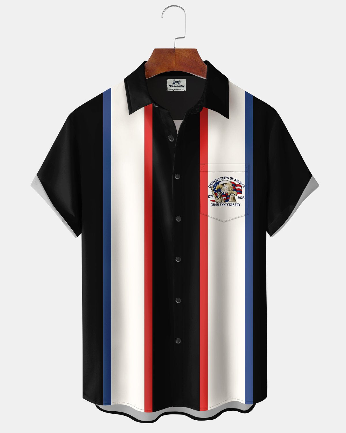Alohadaddy® Men's 250th Independence Day Eagle Short-Sleeve Bowling Shirt