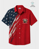 Alohadaddy® Cotton Holiday Men's Independence Day Flag Eagle Short Sleeve Shirt