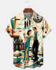Alohadaddy® Retro Mid-Century Modern Geometric Atomic Cocktail Short-Sleeve Shirt