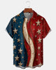 Alohadaddy® Independence Day Retro Flag Print Geometric Short-Sleeve Shirt
