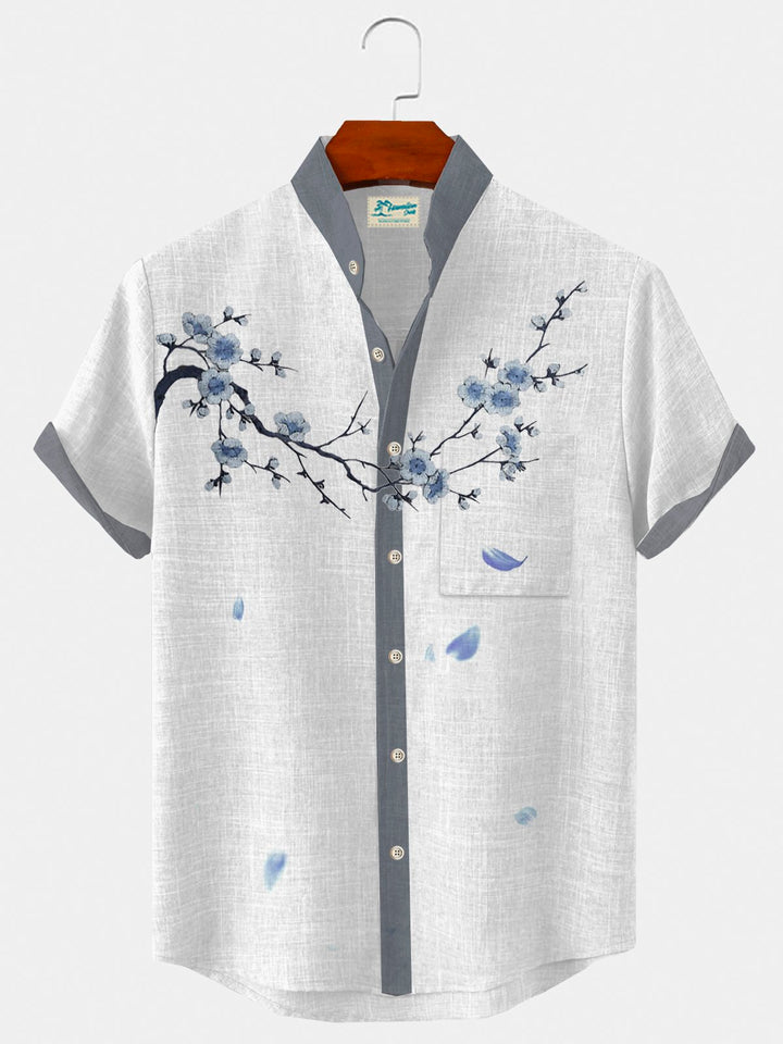 Camisa hawaiana de cuello alto para hombre, con estampado floral japonés y bolsillos Alohadaddy, para playa, talla grande y alta