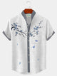 Alohadaddy Pocket Japanese Floral Print Beach Men's Hawaiian Big&Tall Stand Collar Shirt