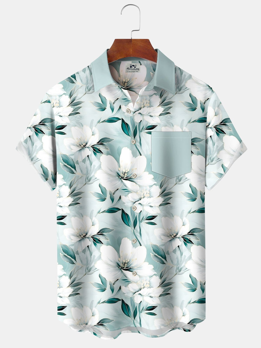 Alohadaddy® Hawaiian Floral Patchwork Pocket Resort Shirt