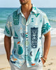 Alohadaddy® Hawaiian Tiki Cocktail Geometric Short-Sleeve Shirt