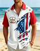 Alohadaddy® Vintage Flag Print Art Button Pocket Cardigan Men's Short Sleeve Shirt