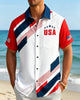 Alohadaddy® Vintage Flag Print Art Button Pocket Cardigan Men's Short Sleeve Shirt
