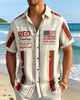 Alohadaddy® Independence Day American Flag Red Friday Print Short-Sleeve Shirt