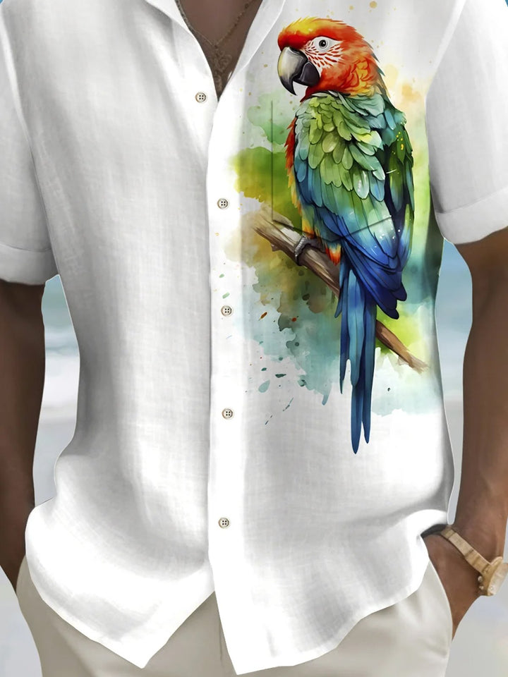 Alohadaddy® Hawaiian Vintage Parrot Tropical Floral Pocket Shirt