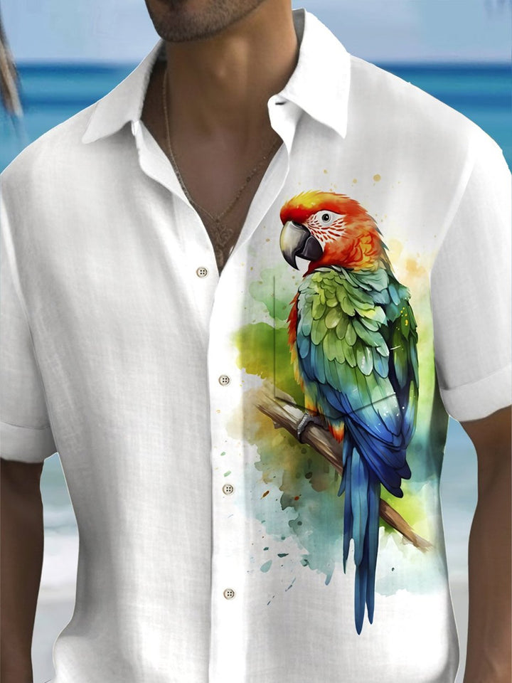 Alohadaddy® Hawaiian Vintage Parrot Tropical Floral Pocket Shirt