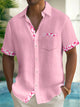 Alohadaddy® Basic Solid Hawaiian Men's Floral Stitching Pocket Shirt