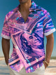 Alohadaddy® Vintage Gradient Money Bills Art Print Men's Button Pocket Short Sleeve Shirt Big & Tall