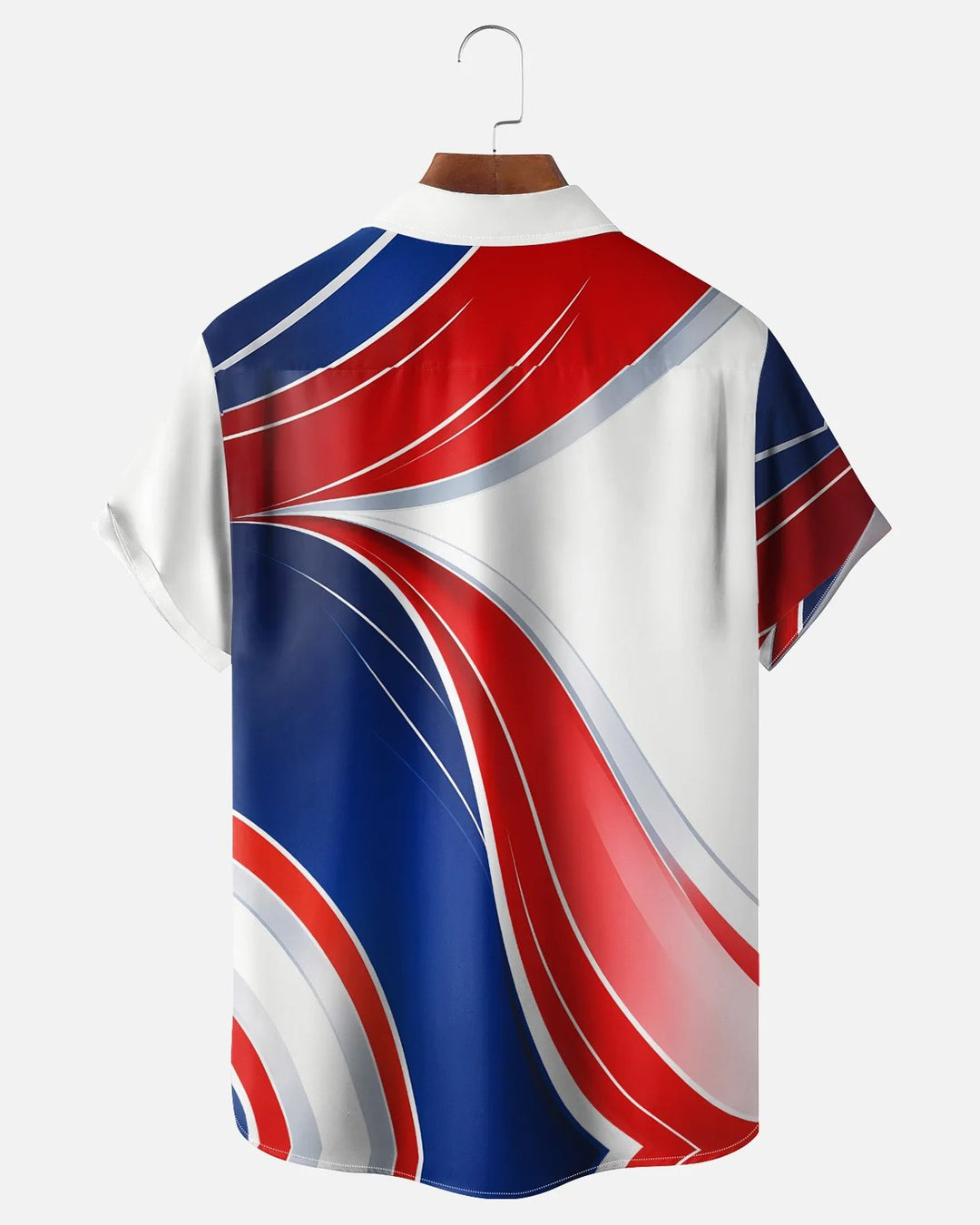 Alohadaddy® U.S. Independence Day Flag Gradient Print Short-Sleeve Pocket Shirt