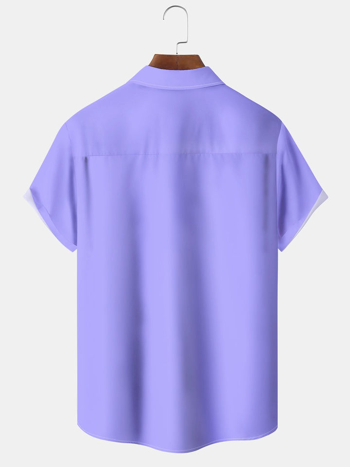 Alohadaddy® Hawaiian Coconut Tree Tropical Flamingo Bowling Pocket Shirt