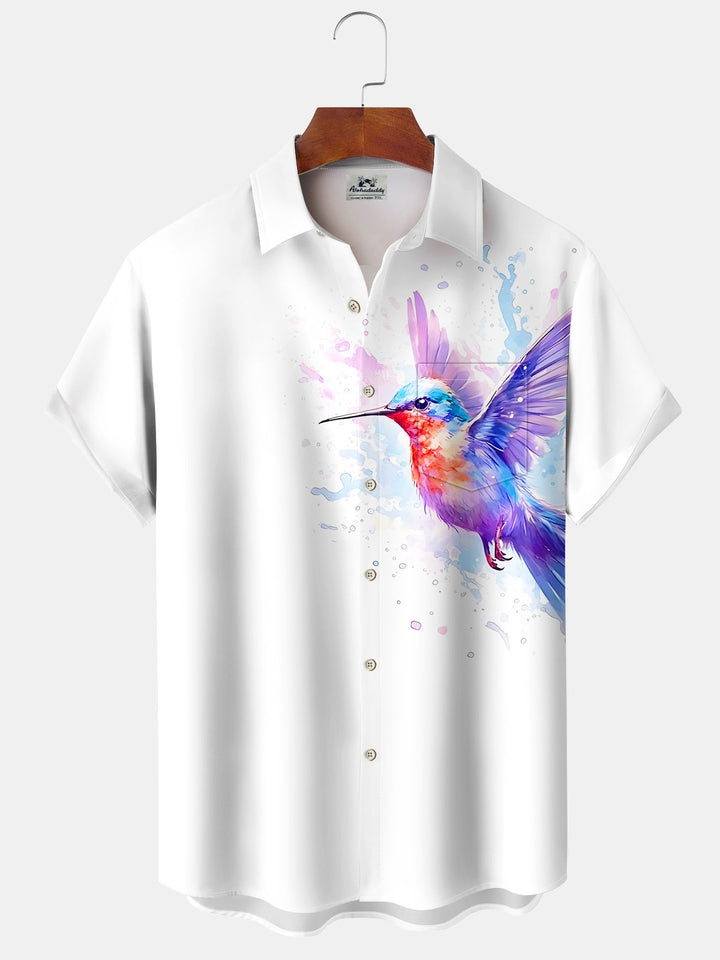 Alohadaddy® Hawaiian Gradient Watercolor Bird Parrot Pocket Shirt