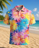 Alohadaddy® Men's Hawaiian Floral Watercolor Print Short-Sleeve Polo Shirt